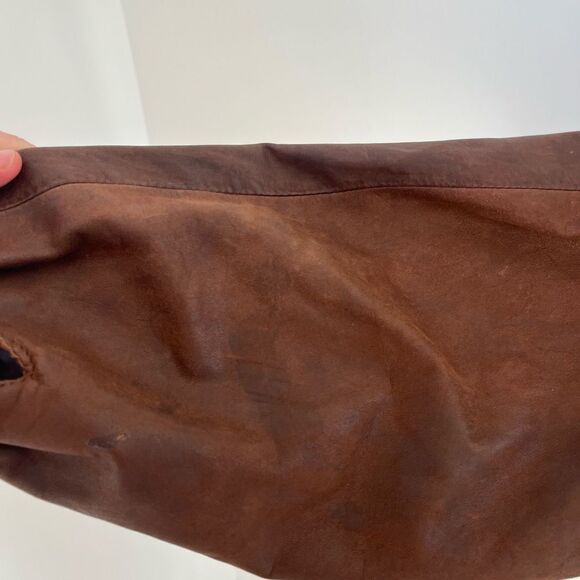 Vintage 70’s brown genuine leather shearling biker motorbike bomber jacket M - Picture 12 of 16